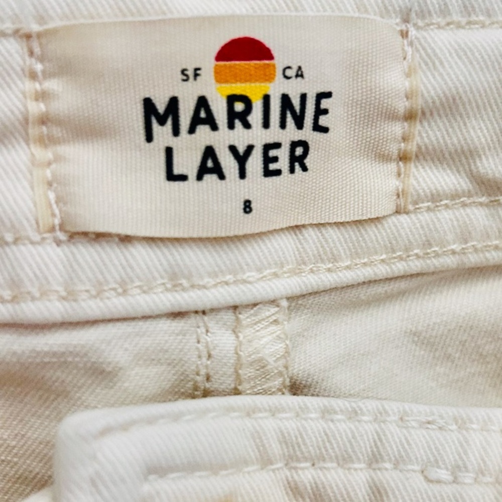 Marine Layer Wide Leg Pant Cream Pants with Raw Hem Detail - Picture 6 of 6